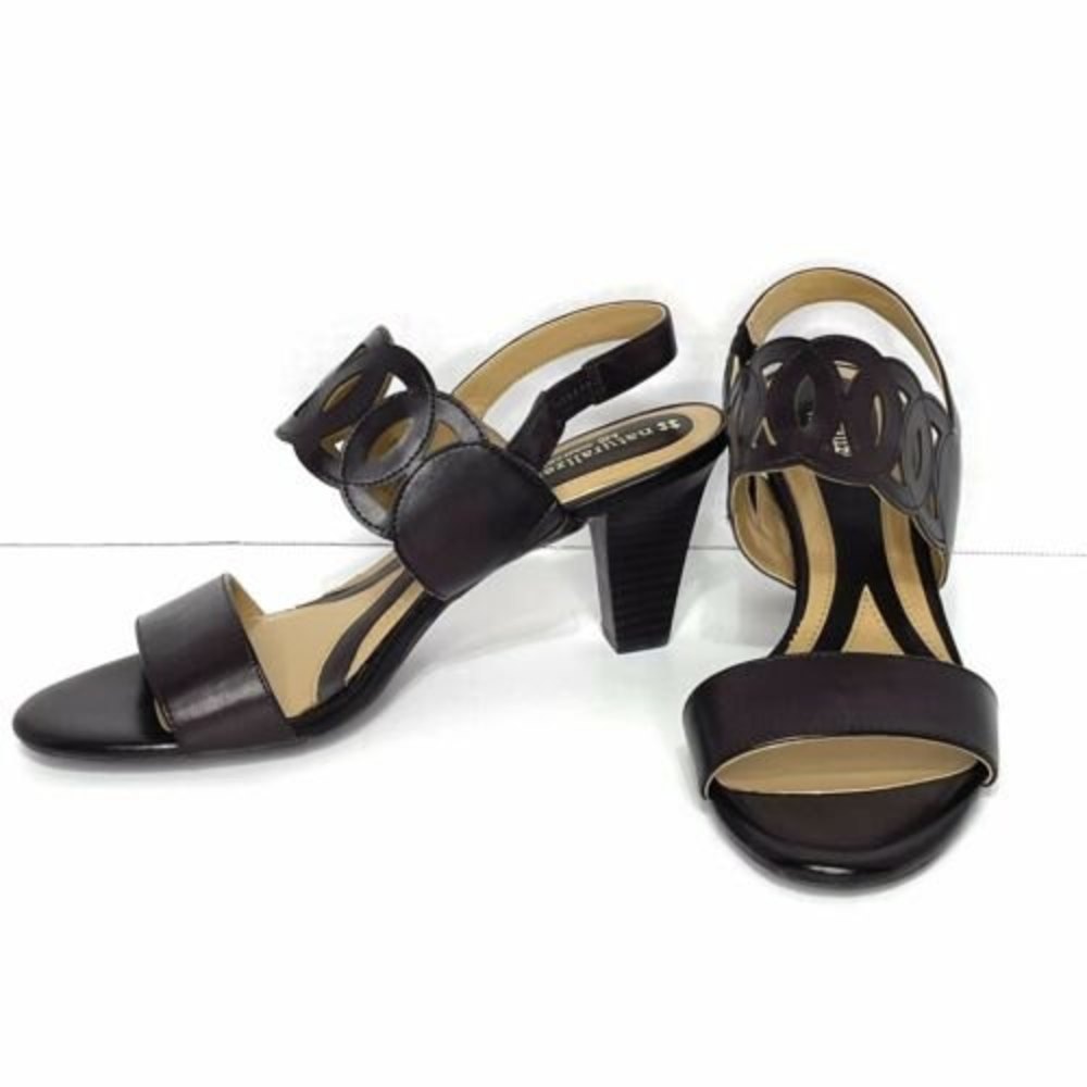 Naturalizer N5 Comfort YANETTE Womens 9M Brown Strappy Slingback Peep Toe Heels